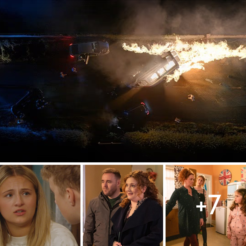Coronation Street and Emmerdale cast scream for help after deadly pile-up as soap worlds collide in explosive first trailer for crossover episode Corriedale